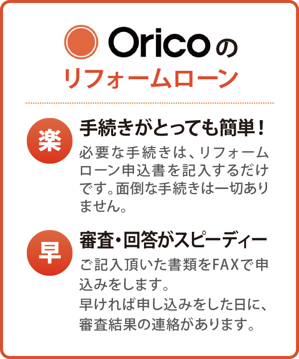 Oricoのリフォームローン Oricoのリフォームローン